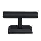 #219L-BK  Black Deluxe PU Faux Leather Jewelry Holder Organizer, Wooden Bracelet Holder Stand, T-Bar Display Stand, Black Color