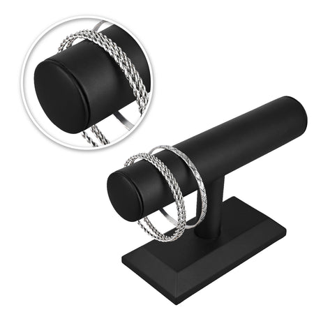 #219L-BK  Black Deluxe PU Faux Leather Jewelry Display Holder Organizer,Black