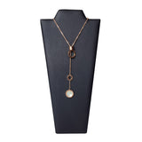 #67-KL (BK)  Necklace Display with Easel , Black Leatherette color