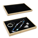 #BW1-1x2  Multi-functional Bamboo Wood Jewelry Tray 2 pcs