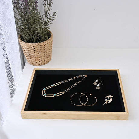 Multi-functional Bamboo Wood Jewelry Tray