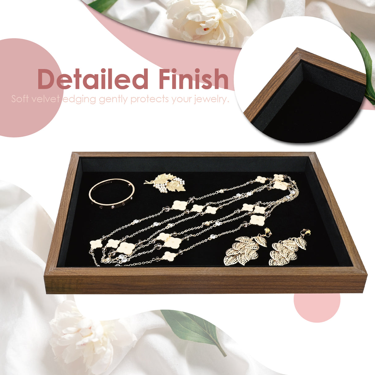 Multi-functional Bamboo Wood Jewelry Tray