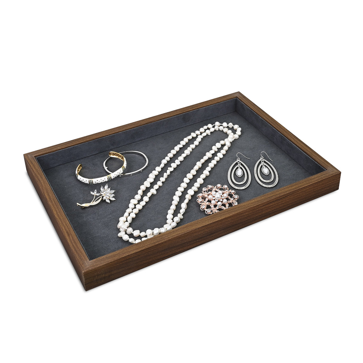 Multi-functional Bamboo Wood Jewelry Tray