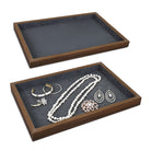 #BW1-1x2  Multi-functional Bamboo Wood Jewelry Tray 2 pcs