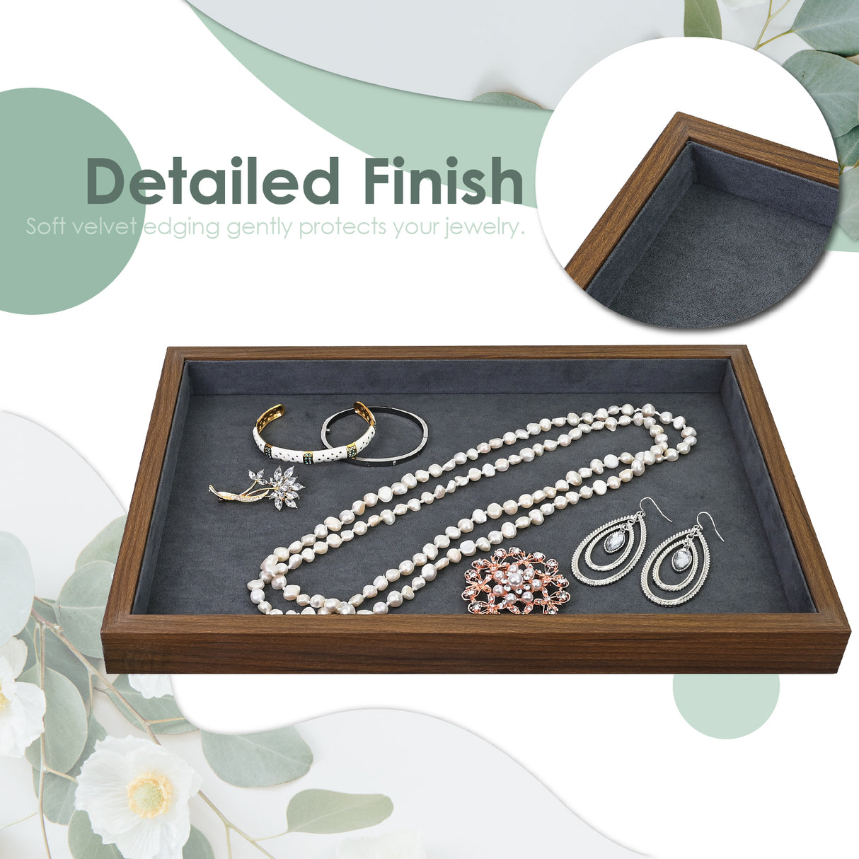 Multi-functional Bamboo Wood Jewelry Tray