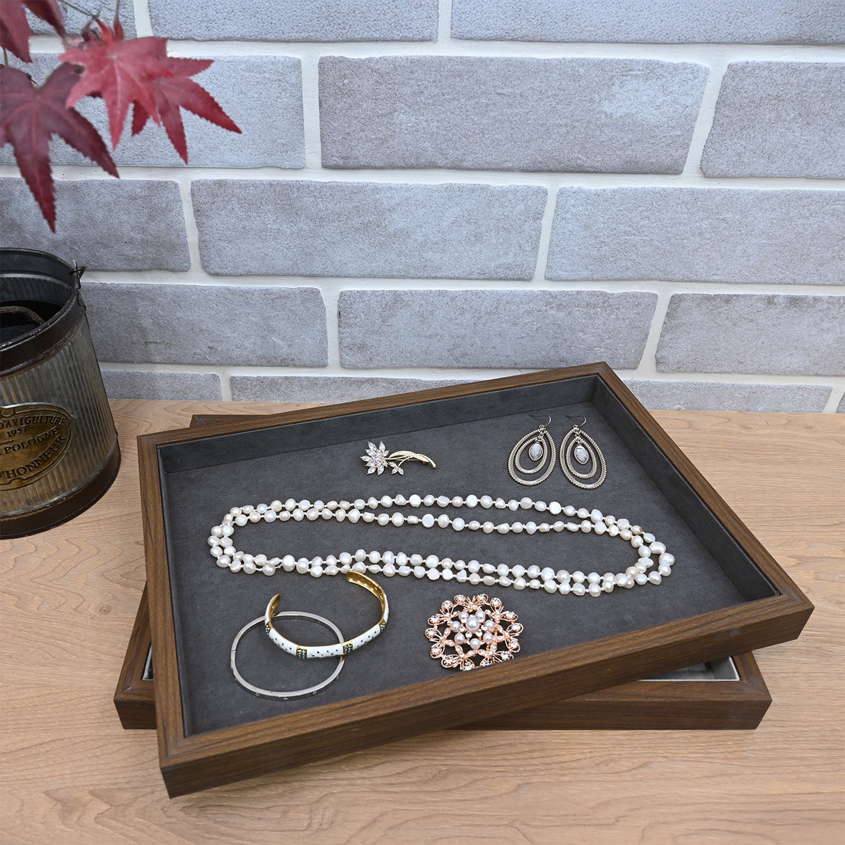 Multi-functional Bamboo Wood Jewelry Tray