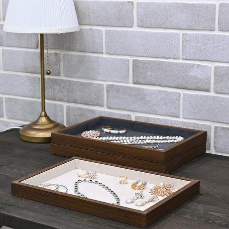Multi-functional Bamboo Wood Jewelry Tray