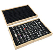 #BW222-1BKx2 2 Pcs Bamboo Ring Display Tray Set with Black Suede Lining
