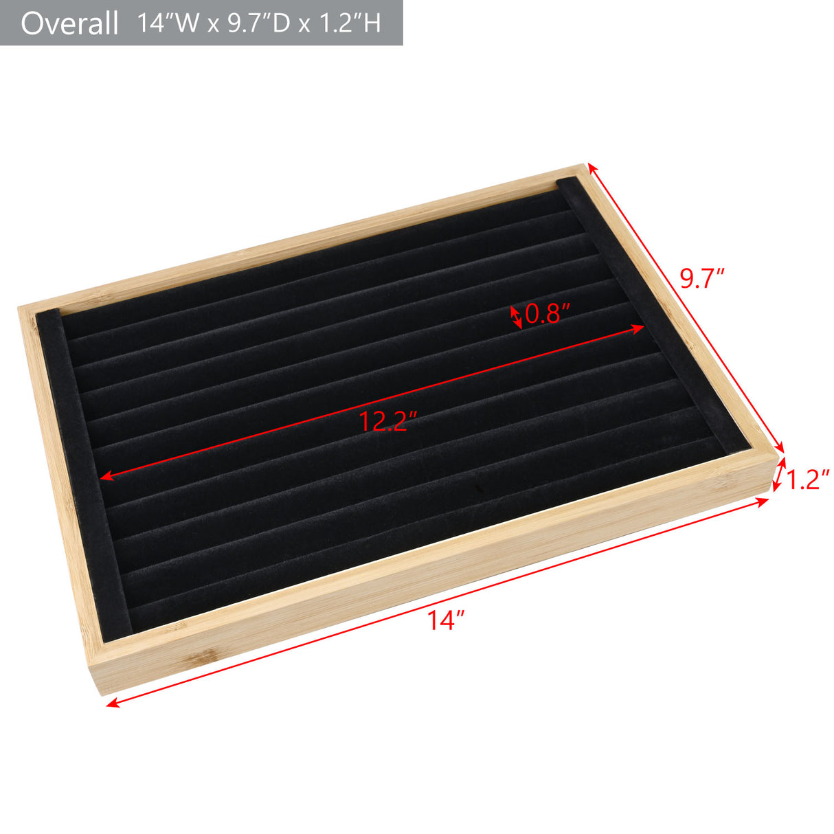 #BW222-1BKx2 2 Pcs Bamboo Ring Display Tray Set with Black Suede Lining