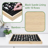 #BW222-1BKx2 2 Pcs Bamboo Ring Display Tray Set with Black Suede Lining