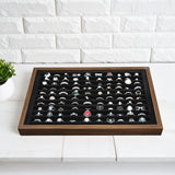 #BW222-1WUBKx2 2 Pcs Wooden Ring Display Tray Set with Black Suede Lining