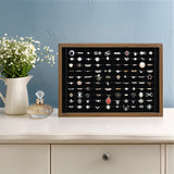 #BW222-1WUBKx2 2 Pcs Wooden Ring Display Tray Set with Black Suede Lining