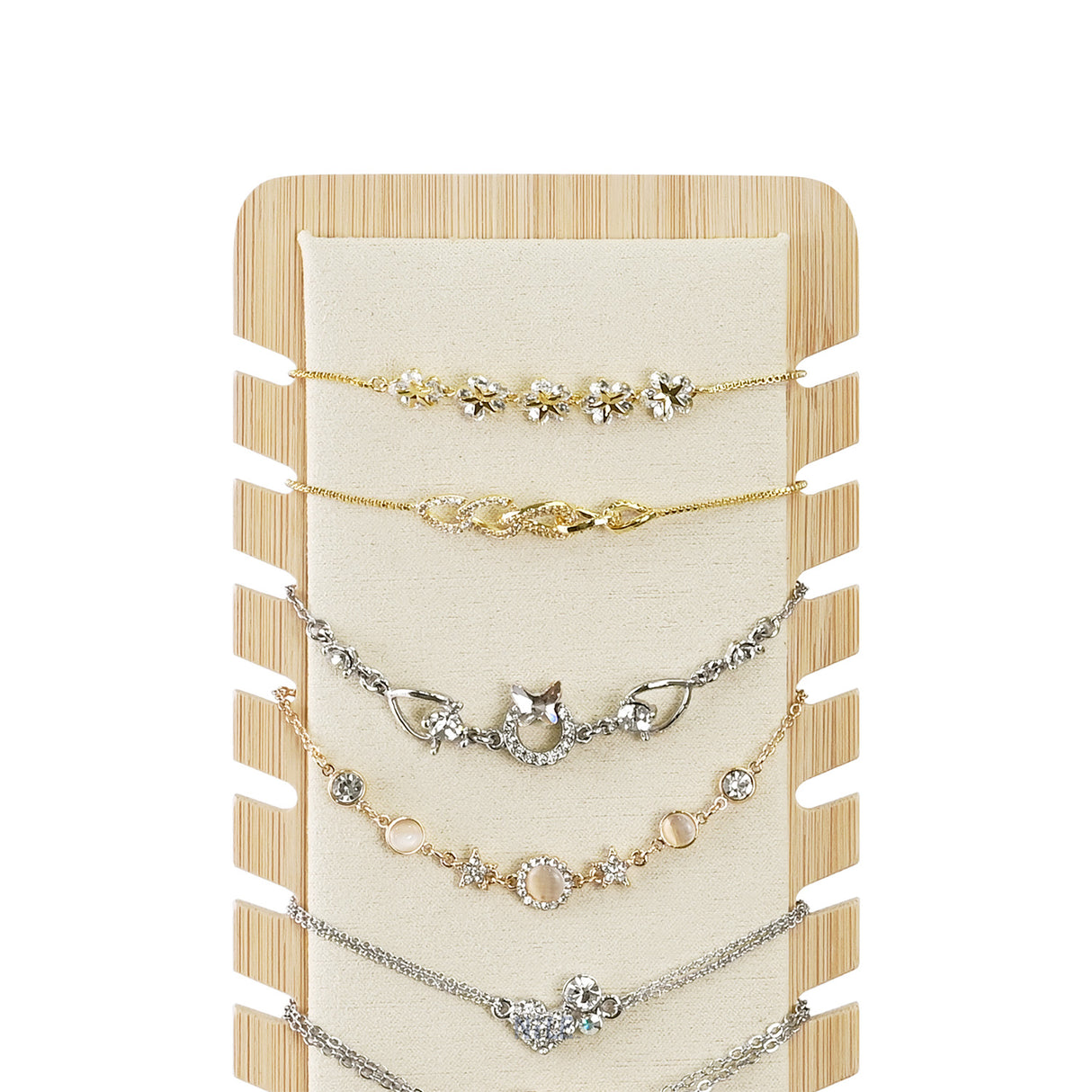 #BW7856S Bamboo Velvet Necklace Display Stand for Multiple Necklaces