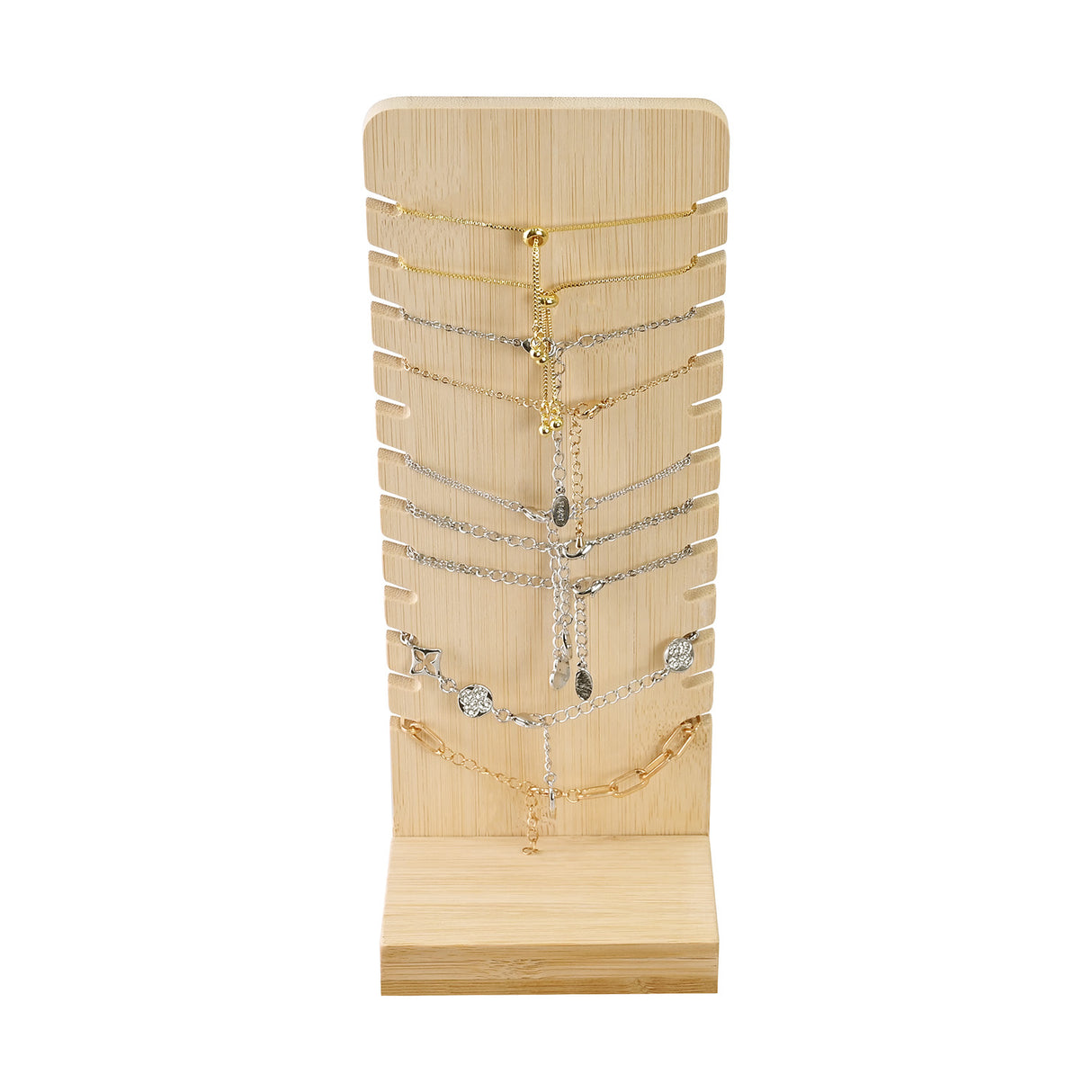 #BW7856S Bamboo Velvet Necklace Display Stand for Multiple Necklaces