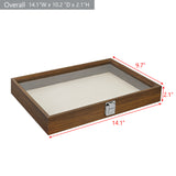 #BW83-1C Jewelry Display Case with beige velvet pad (unremovable)Tempered Glass Hinge Lid