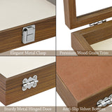 #BW83-1C Jewelry Display Case with beige velvet pad (unremovable)Tempered Glass Hinge Lid