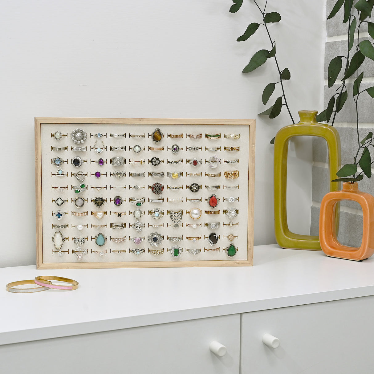 #BW92-100   Bamboo Ring Display Jewelry Tray