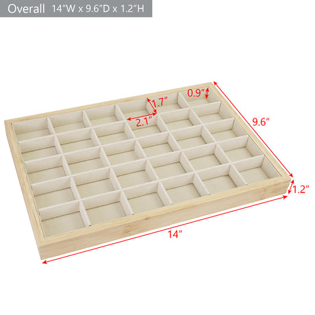#BW96-30 Solid Bamboo Wood Jewelry Tray - Necklace Ring Tray Earrings