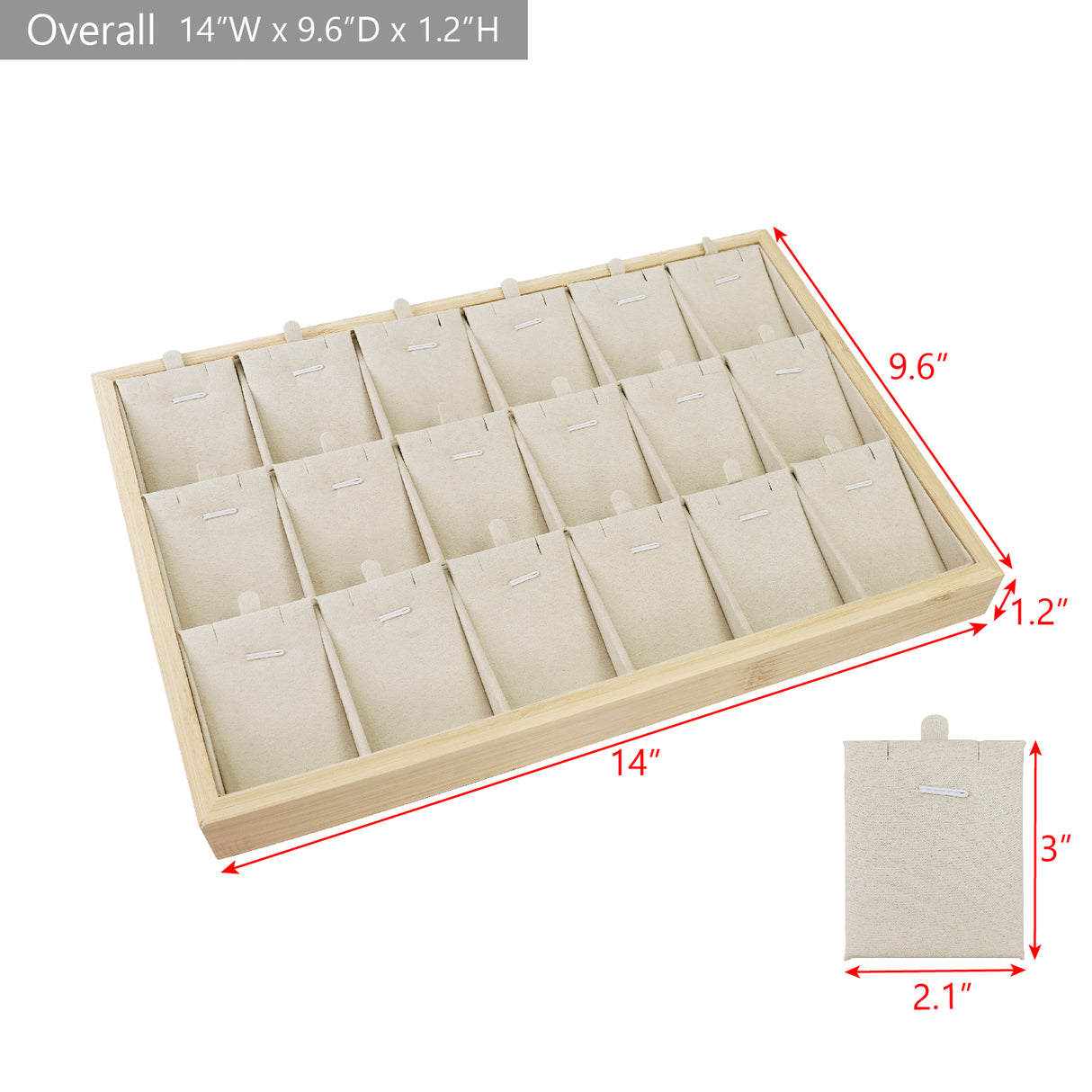 #BWF8-18  Bamboo Wood Necklace Display Jewelry Tray