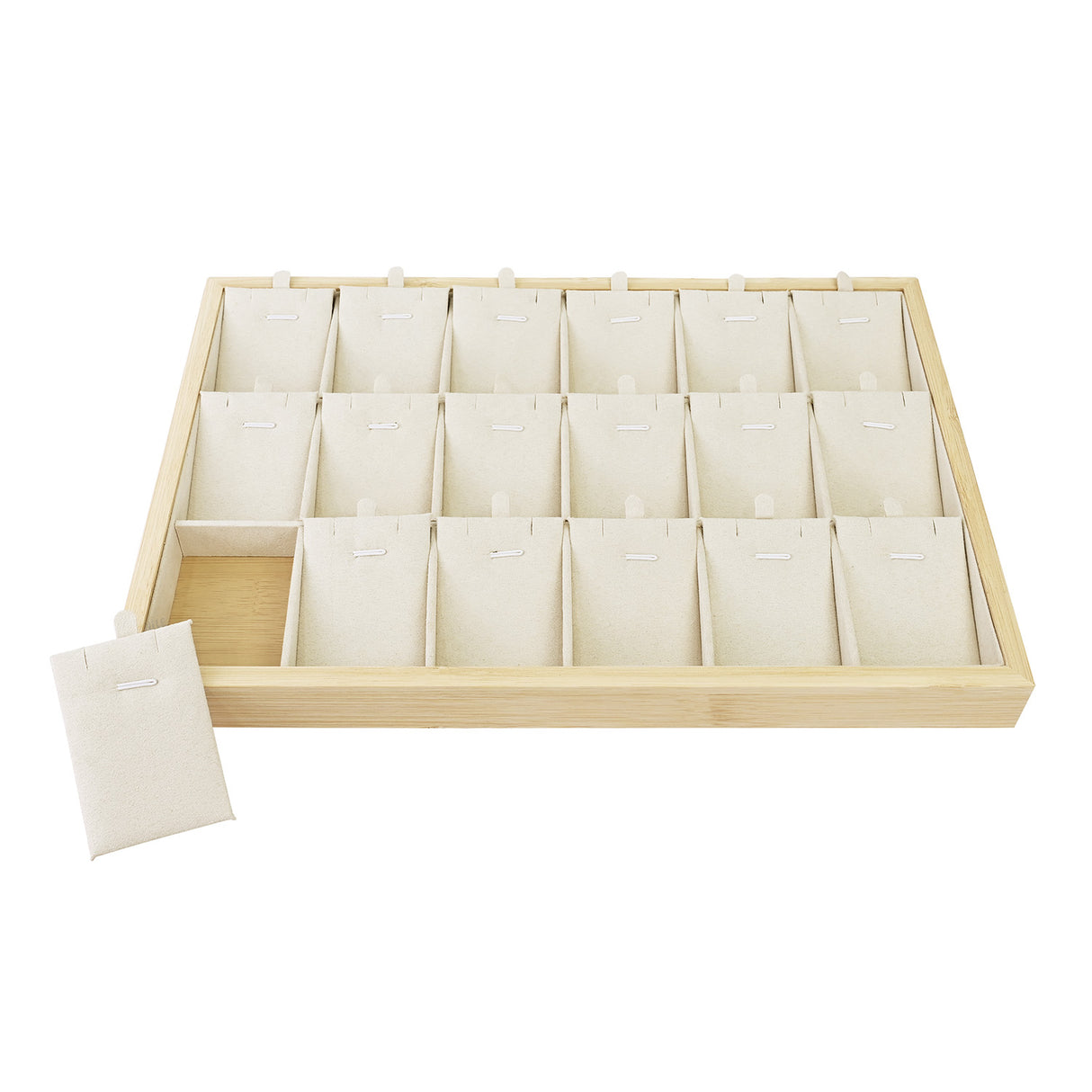 #BWF8-18  Bamboo Wood Necklace Display Jewelry Tray