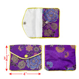 6pcs Silk Embroidered Jewelry Pouch with Zipper, Assorted Colors