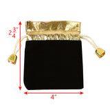 12pcs Velet Drawstring Pouches, Golden Border Jewelry Storage Bag