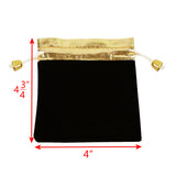 #BX1213G 12pcs Velet Drawstring Pouches, Golden Border Jewelry Storage Bag