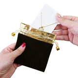 12pcs Velet Drawstring Pouches, Golden Border Jewelry Storage Bag