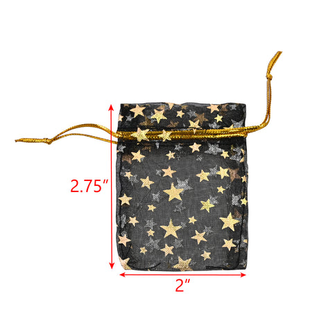#BX2291  Stars Rose Leave Drawstring Organza Bags Jewelry Pouches