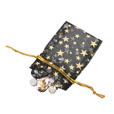 #BX2291  Stars Rose Leave Drawstring Organza Bags Jewelry Pouches