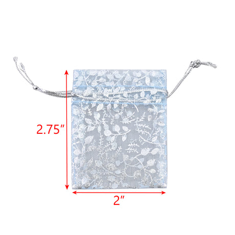 #BX2291  Stars Rose Leave Drawstring Organza Bags Jewelry Pouches
