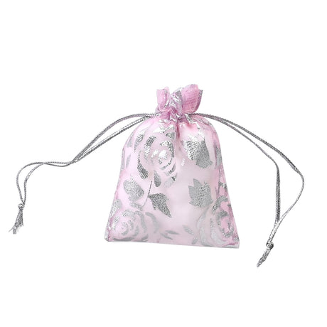 #BX2291  Stars Rose Leave Drawstring Organza Bags Jewelry Pouches