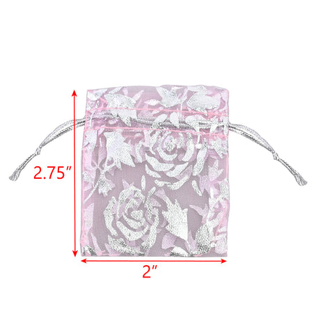 #BX2291  Stars Rose Leave Drawstring Organza Bags Jewelry Pouches