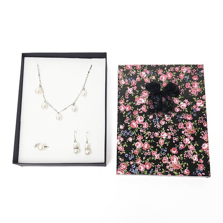 #BXT1583 Paper Combination Necklace, Ring, and Earring Jewelry Box
