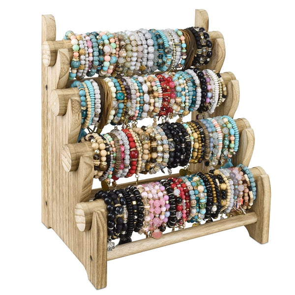 Wood 4 Bar Bracelet Display Stand -Nile Corp