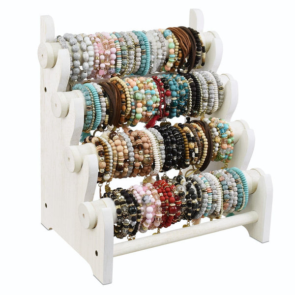 Wood Bead Bracelet Filled Display Wooden Bracelets Holder Stand With 36  Pieces