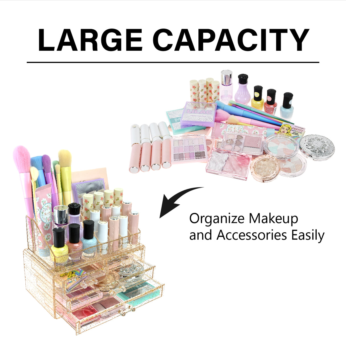 #COMS2915 Acrylic Makeup Organizer & Jewelry Storage Two Pieces Set