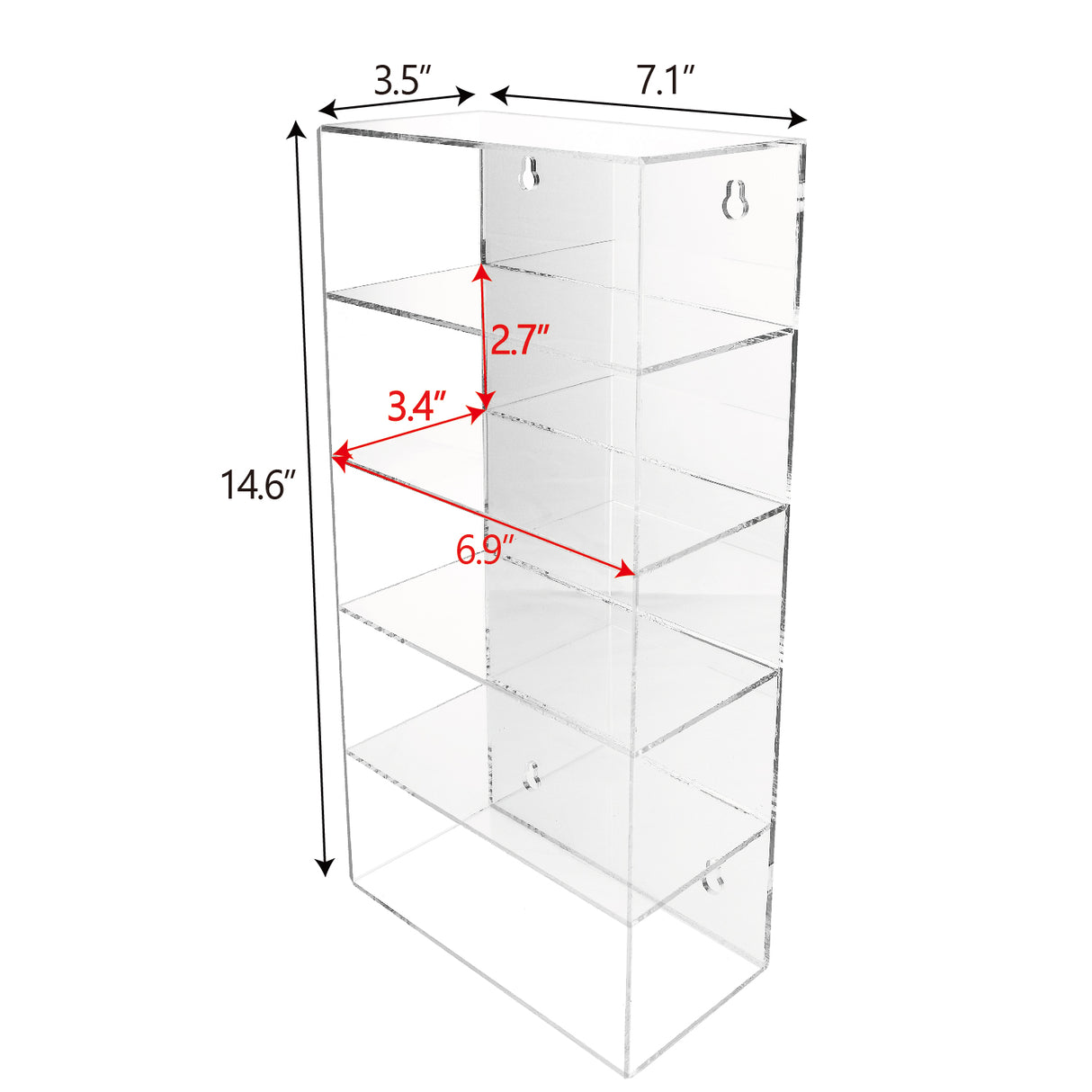 #DP320 Mirrored Back Acrylic Display Case, 5-Level Collection Display Case