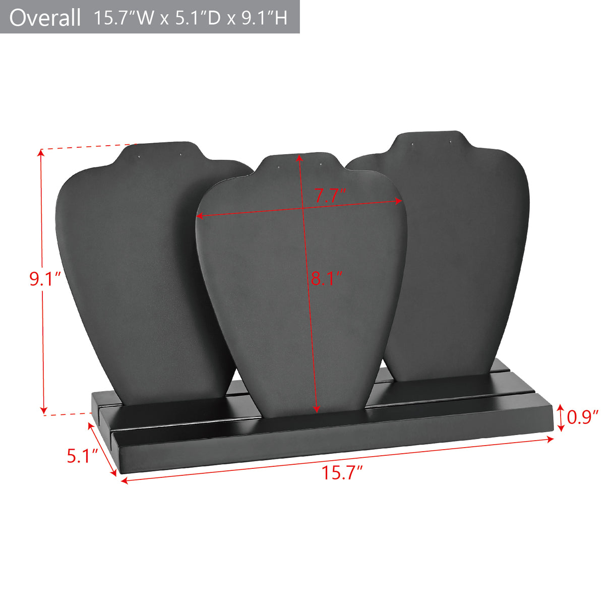 #DP6403 Deluxe Faux Leather Covered MDF Wood Multiple Necklace Display Stand with 2-Row Holder