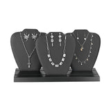 #DP6403 Deluxe Faux Leather Covered MDF Wood Multiple Necklace Display Stand with 2-Row Holder