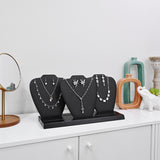 #DP6403 Deluxe Faux Leather Covered MDF Wood Multiple Necklace Display Stand with 2-Row Holder