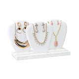 #DP6403 Deluxe Faux Leather Covered MDF Wood Multiple Necklace Display Stand with 2-Row Holder