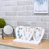 #DP6403 Deluxe Faux Leather Covered MDF Wood Multiple Necklace Display Stand with 2-Row Holder