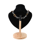 Wood Jewelry Display Necklace Chain Jewelry Bust Display, Black Velvet