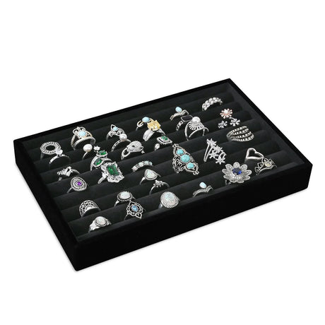 #DPR881BK  Black Velvet Ring Tray Display