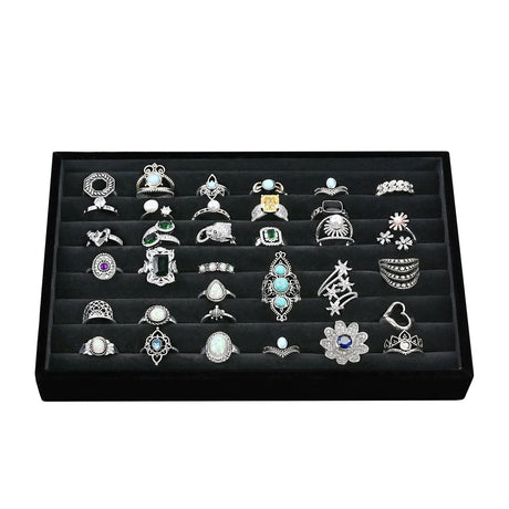 #DPR881BK  Black Velvet Ring Tray Display