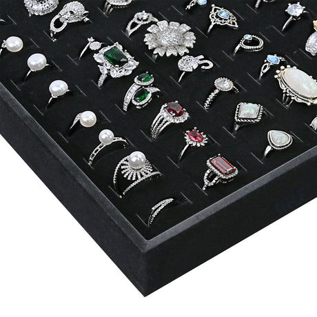 #DPR882BK  Black Velvet (100) Ring Tray