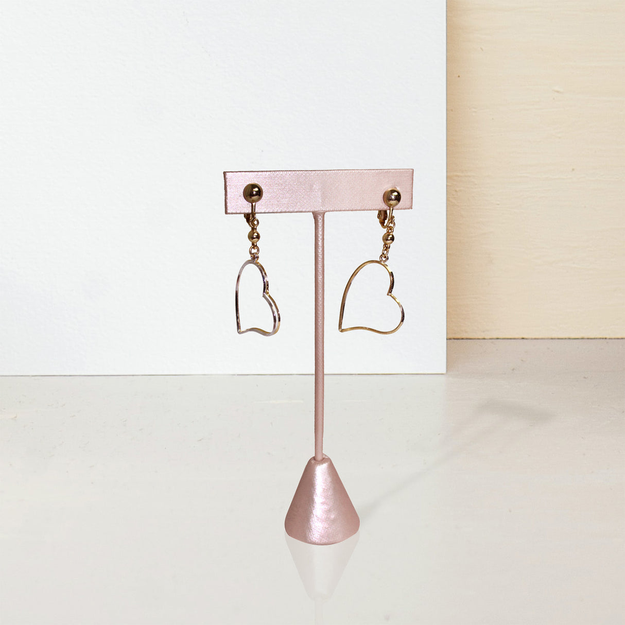 #ED-2403-S50  Metal T-Shaped Champagne Pink Earring Display