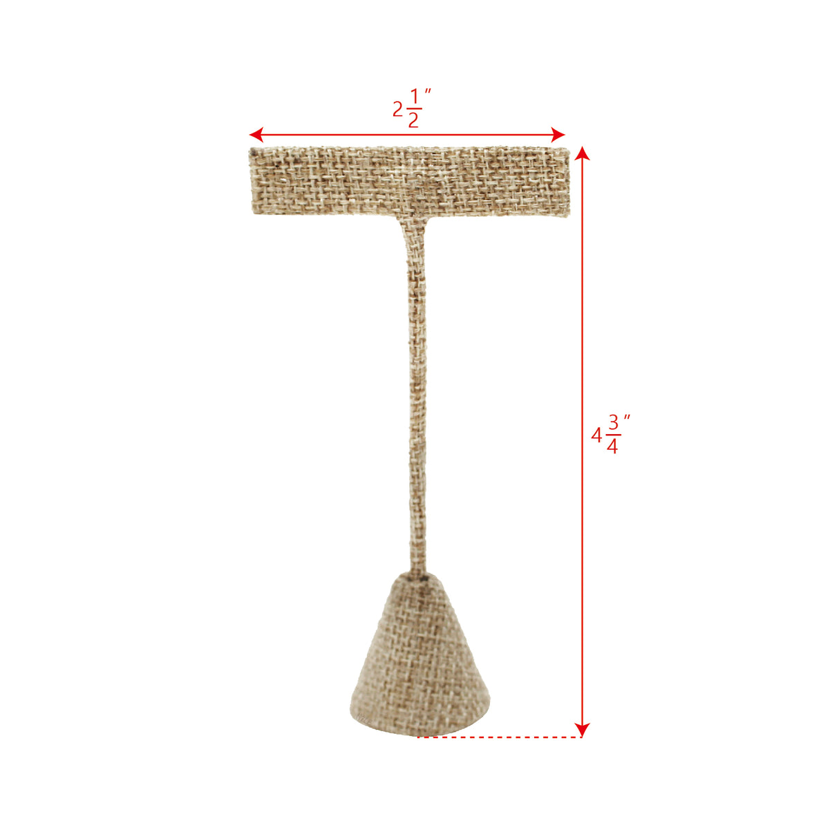 Small "T" Shape Earring Stand Burlap Linen -Nile Corp