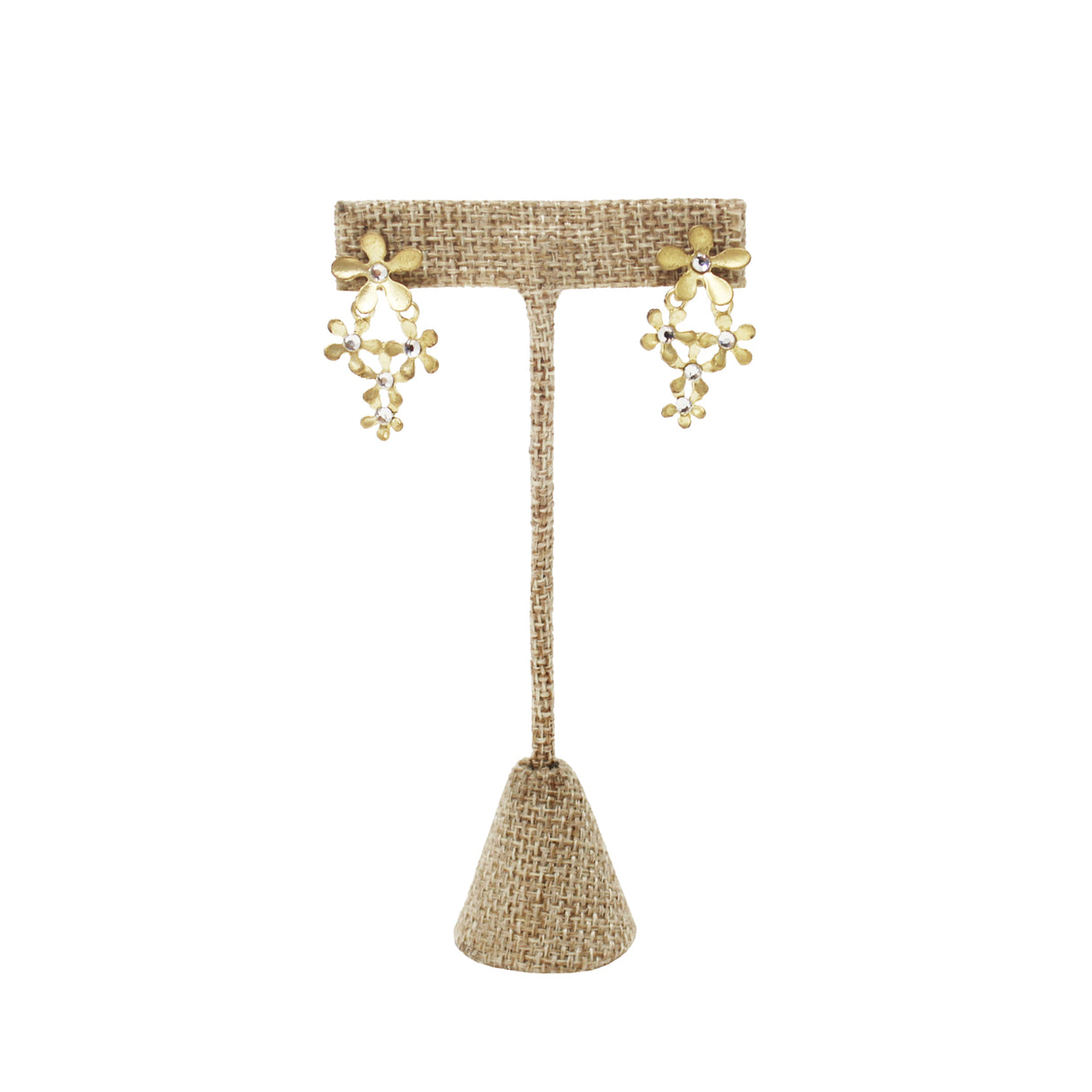 Small "T" Shape Earring Stand Burlap Linen -Nile Corp